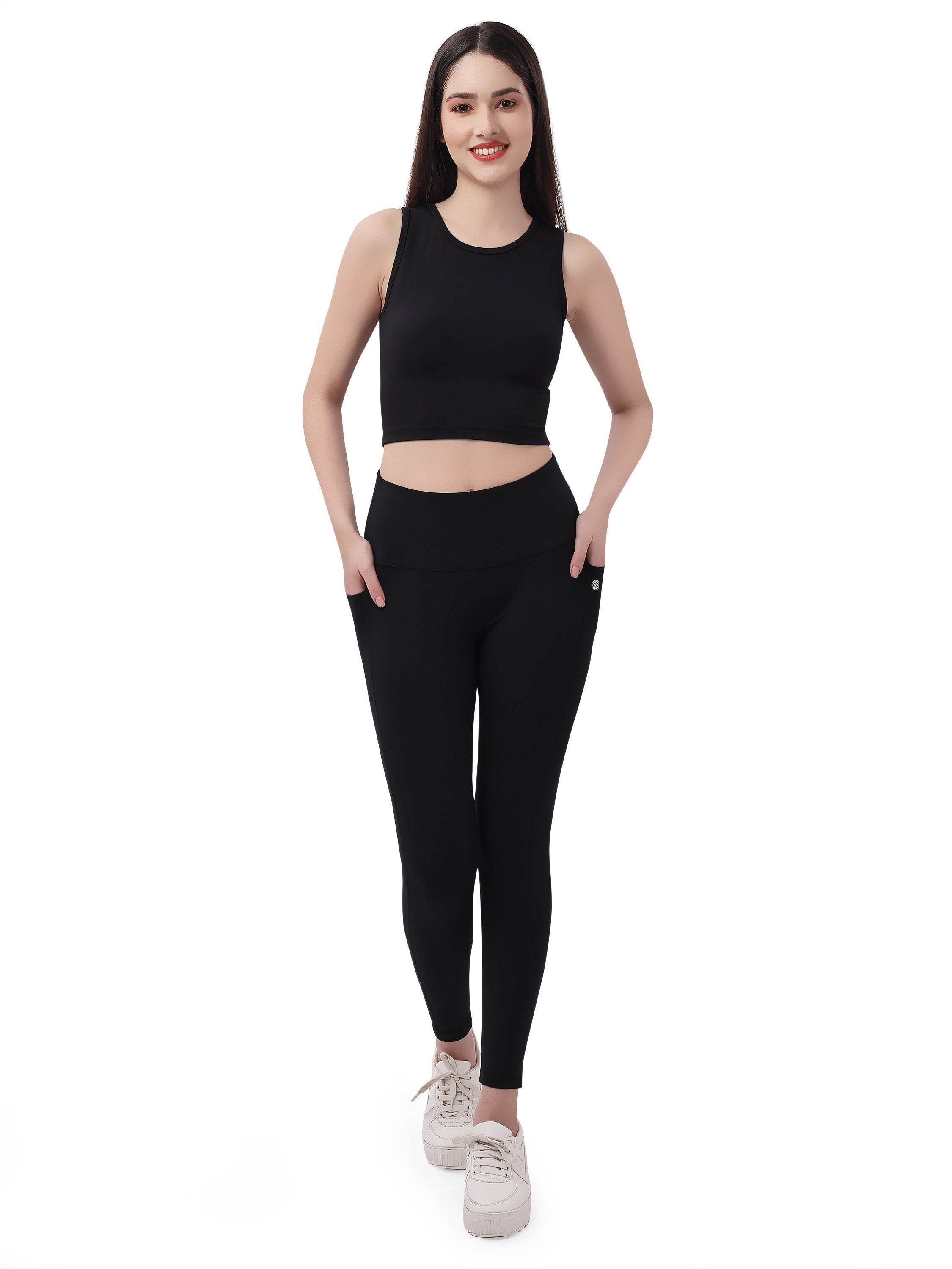 Quick-Dry Sleeveless Crop Top High-Waist Legging Set – SOIE Woman
