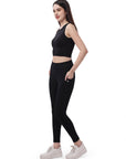 SOIE Woman - Quick-Dry Sleeveless Crop Top & High-Waist Legging Set - Athleisure Set -for Women