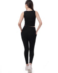 SOIE Woman - Quick-Dry Sleeveless Crop Top & High-Waist Legging Set - Athleisure Set -for Women
