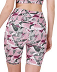 SOIE Woman - High Waist Knee Length Printed Sports Shorts With Pocket - Athleisure Shorts -for Women