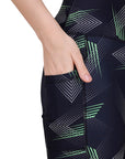 SOIE Woman - High Waist Knee Length Printed Sports Shorts With Pocket - Athleisure Shorts -for Women