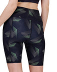 SOIE Woman - High Waist Knee Length Printed Sports Shorts With Pocket - Athleisure Shorts -for Women