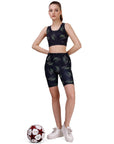 SOIE Woman - High Waist Knee Length Printed Sports Shorts With Pocket - Athleisure Shorts -for Women
