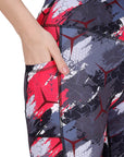 SOIE Woman - High Waist Knee Length Printed Sports Shorts With Pocket - Athleisure Shorts -for Women