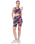 SOIE Woman - High Waist Knee Length Printed Sports Shorts With Pocket - Athleisure Shorts -for Women