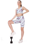 SOIE Woman - High Waist Knee Length Printed Sports Shorts With Pocket - Athleisure Shorts -for Women