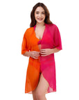 SOIE Woman - Half and Half Colour Blocked Front Open Kaftan Shrug Cover up - -for Women