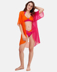 SOIE Woman - Half and Half Colour Blocked Front Open Kaftan Shrug Cover up - -for Women