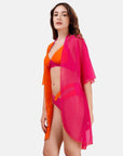 SOIE Woman - Half and Half Colour Blocked Front Open Kaftan Shrug Cover up - -for Women