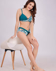 Solid and Tropical Printed Padded Bikini Bra Set