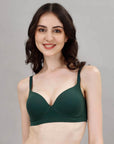 SOIE Woman - Lightly Padded Non Wired Stretch Cotton Full Coverage T-Shirt Bra with Push-up look - Bra -for Women