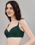 SOIE Woman - Lightly Padded Non Wired Stretch Cotton Full Coverage T-Shirt Bra with Push-up look - Bra -for Women