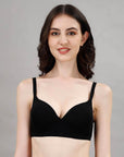 SOIE Woman - Lightly Padded Non Wired Stretch Cotton Full Coverage T-Shirt Bra with Push-up look - Bra -for Women