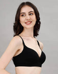 SOIE Woman - Lightly Padded Non Wired Stretch Cotton Full Coverage T-Shirt Bra with Push-up look - Bra -for Women