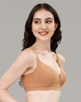 Lightly Padded Non Wired Stretch Cotton Full Coverage T-Shirt Bra with Push-up look
