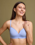 SOIE Woman - Lightly Padded Non wired Full Coverage Cotton T-shirt Seamless Bra with Lace Trim - Bra -for Women