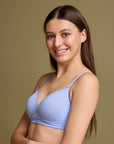 SOIE Woman - Lightly Padded Non wired Full Coverage Cotton T-shirt Seamless Bra with Lace Trim - Bra -for Women