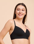 SOIE Woman - Lightly Padded Non wired Full Coverage Cotton T-shirt Bra with Lace Trim - Bra -for Women