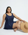 Flowy Racerback Swim Dress with Built-In Long Shorts