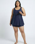 Flowy Racerback Swim Dress with Built-In Long Shorts