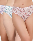 SOIE Woman - High Rise Full Coverage Printed Stretch Cotton Hipster Panty (Pack of 3) - Panty -for Women
