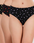 SOIE Woman - High Rise Full Coverage Printed Stretch Cotton Hipster Panty (Pack of 3) - Panty -for Women