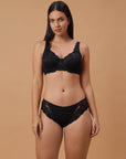 SOIE Woman - Non-Padded Underwire Lacy Bra with Mid rise Brief Set - Lingerie set -for Women