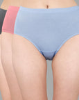 High Waist Full Coverage Solid Cotton Briefs (Pack of 3)