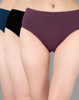 High Rise Full Coverage Solid Colour Cotton Stretch Hipster Panty (Pack of 3)