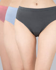 High Rise Full Coverage Solid Colour Cotton Stretch Hipster Panty (Pack of 3)