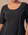 Half-Sleeve Princess Line Swim Dress with Inner Shorts