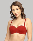 SOIE Woman - Padded Wired Medium Coverage Strapless Halter Neck Multiway Lace Bra - -for Women