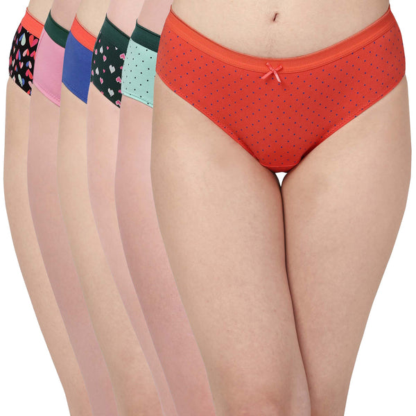 Copy of High Rise Full Coverage Solid and Printed Cotton Stretch Hipster Panty (Pack of 6)-6FCB-21