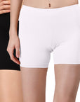 Solid Polyamide Spandex Mid Thigh Length Cycling Shorts (PACK of 2)