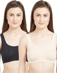 SOIE Woman - Non Wired Non Padded Full Coverage Low Impact Slip on Sports Bra (Pack of 2) - Bra -for Women