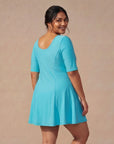 Half-Sleeve Princess Line Swim Dress with Inner Shorts