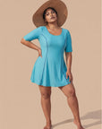 Half-Sleeve Princess Line Swim Dress with Inner Shorts