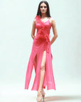 Full-Length Shimmer Mesh Panelled Wrap Skirt