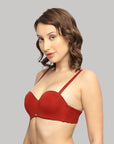 SOIE Woman - Padded Wired Medium Coverage Strapless Halter Neck Multiway Lace Bra - -for Women