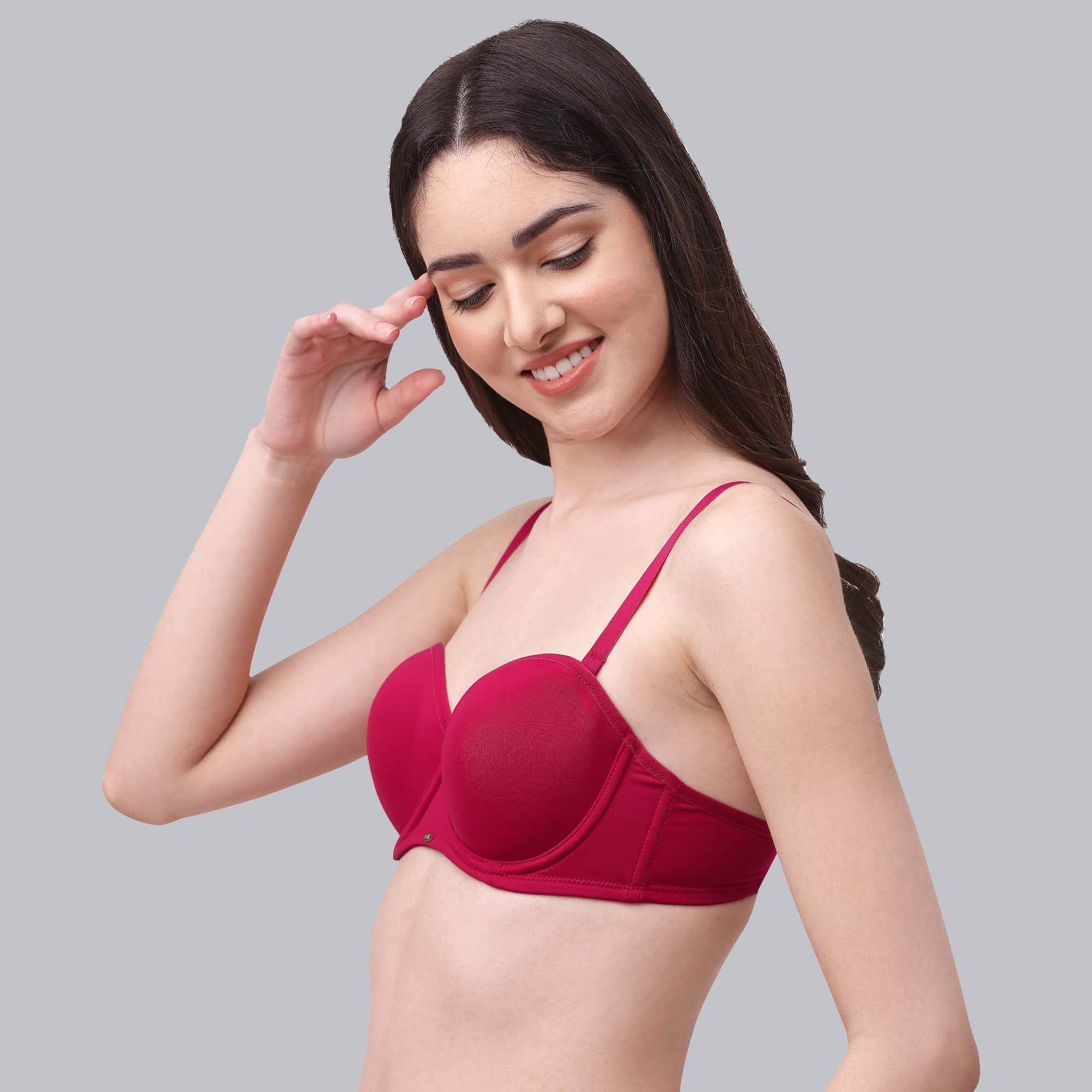 Medium Coverage Padded Wired Multiway Strapless Bra with