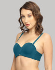 SOIE Woman - Padded Wired Medium Coverage Strapless Halter Neck Multiway Lace Bra - -for Women