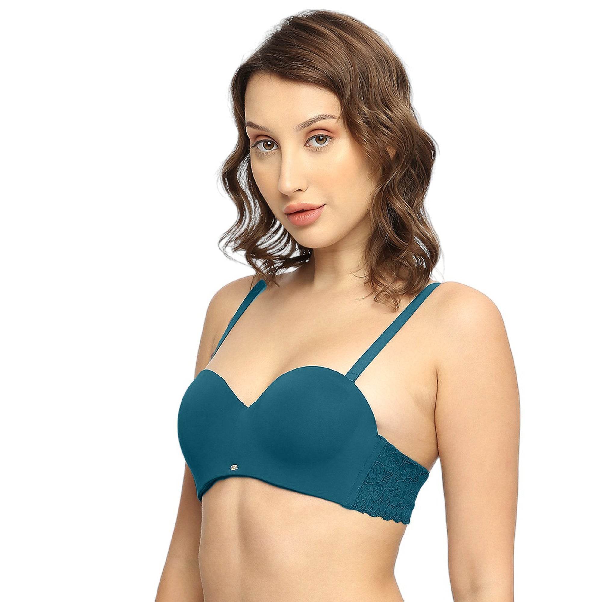 Strapless Bralette Light Blue Lace Bralette Padded Wired Medium