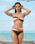Colour Block Padded Bandeau Bikini Set