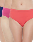 SOIE Woman - High Rise Full Coverage Solid Colour Cotton Stretch Hipster Panty (Pack of 3) - Panty -for Women