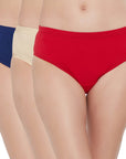 SOIE Woman - High Rise Full Coverage Solid Colour Cotton Stretch Hipster Panty (Pack of 3) - Panty -for Women