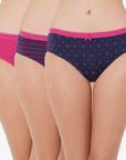 SOIE Woman - High Rise Full Coverage Solid and Printed Cotton Stretch Hipster Panty (Pack of 3) - Panty -for Women