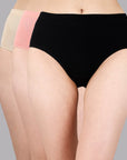 SOIE Woman - High Waist Full Coverage Solid Stretch Cotton Briefs (Pack of 3) - Panty -for Women