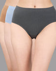 SOIE Woman - High Waist Full Coverage Solid Stretch Cotton Briefs (Pack of 3) - Panty -for Women