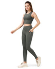 SOIE Woman - Quick-Dry Sleeveless Crop Top & High-Waist Legging Set - Athleisure Set -for Women