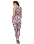 SOIE Woman - Quick-Dry Printed Sleeveless Crop Top & High-Waist Legging Set - Athleisure Set -for Women